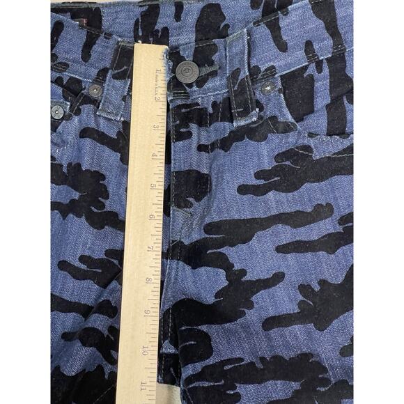 True Religion Jeans Mens 28 Blue Camo Relaxed Skinny Mid Rise Stretch Denim - Picture 7 of 15